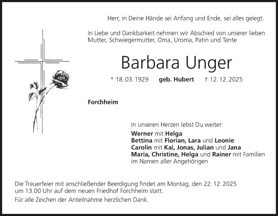 Anzeige von Barbara Unger von MGO