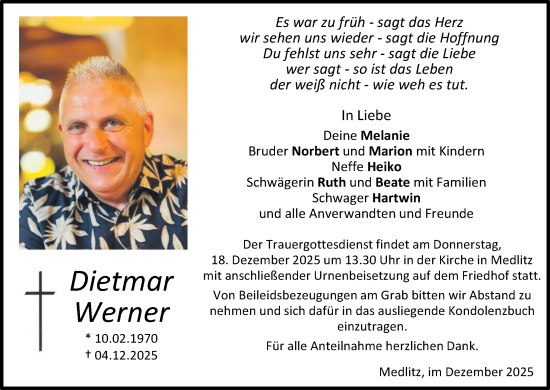 Anzeige von Dietmar Werner von MGO