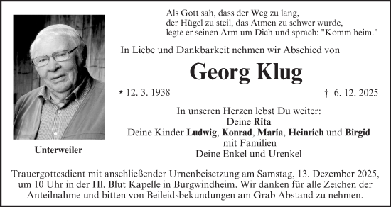 Anzeige von Georg Klug von MGO