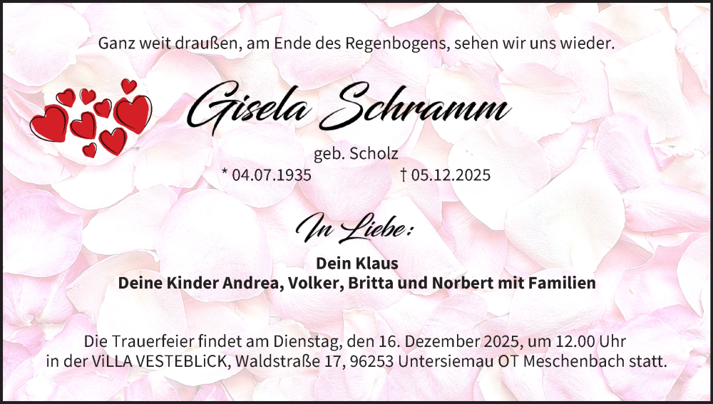  Traueranzeige für Giselle Schramm vom 13.12.2025 aus MGO