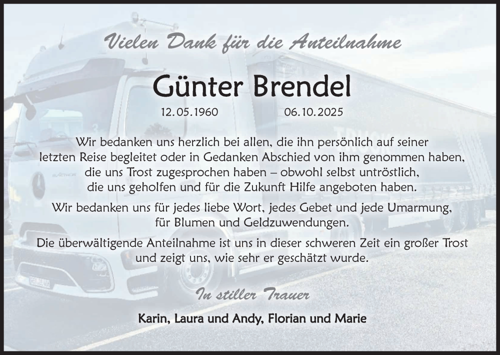  Traueranzeige für Günter Brendel vom 06.12.2025 aus MGO