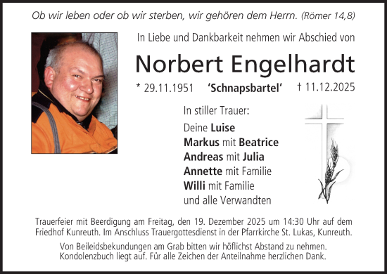 Anzeige von Norbert Engelhardt von MGO