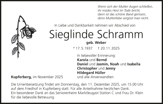 Anzeige von Sieglinde Schramm von MGO