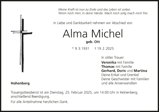 Anzeige von Alma Michel von MGO