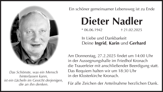 Anzeige von Dieter Nadler von MGO