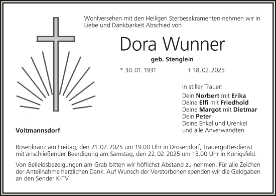 Anzeige von Dora Wunner von MGO