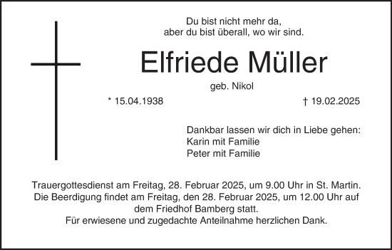 Anzeige von Elfriede Müller von MGO