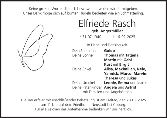 Anzeige von Elfriede Rasch von MGO