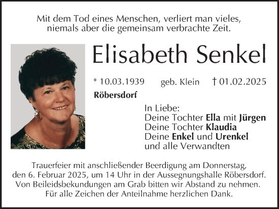 Anzeige von Elisabeth Senkel von MGO