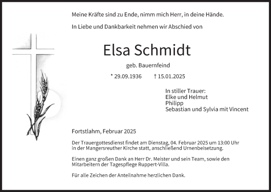 Anzeige von Elsa Schmidt von MGO