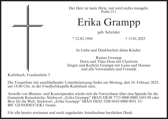 Anzeige von Erika Grampp von MGO