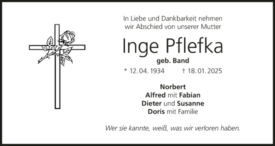 Anzeige von Inge Pflefka von MGO