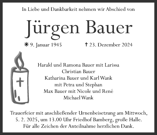 Anzeige von Jürgen Bauer von MGO