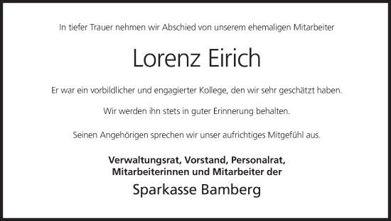 Anzeige von Lorenz Eirich von MGO