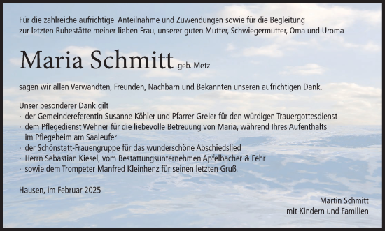 Anzeige von Maria Schmitt von MGO