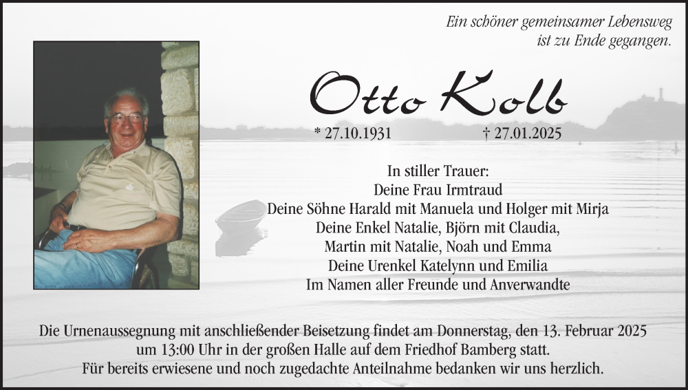  Traueranzeige für Otto Kolb vom 08.02.2025 aus MGO