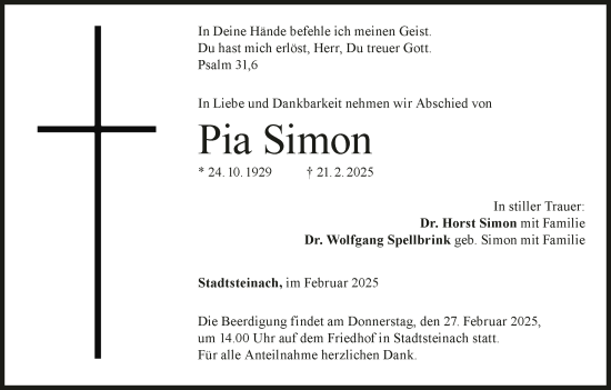 Anzeige von Pia Simon von MGO