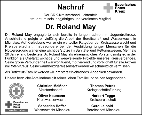 Anzeige von Roland May von MGO