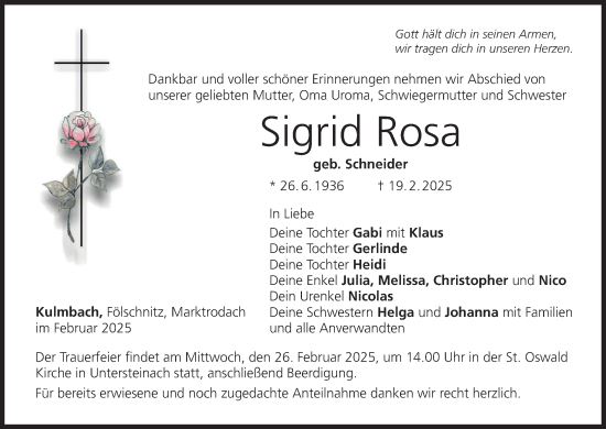 Anzeige von Sigrid Rosa von MGO