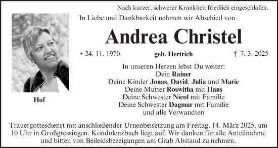 Anzeige von Andrea Christel von MGO