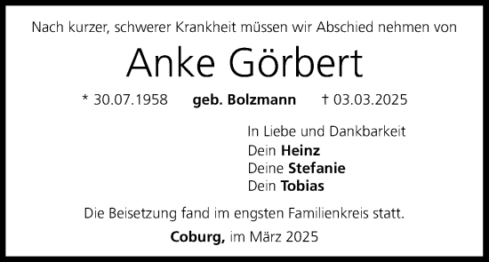 Anzeige von Anke Görbert von MGO