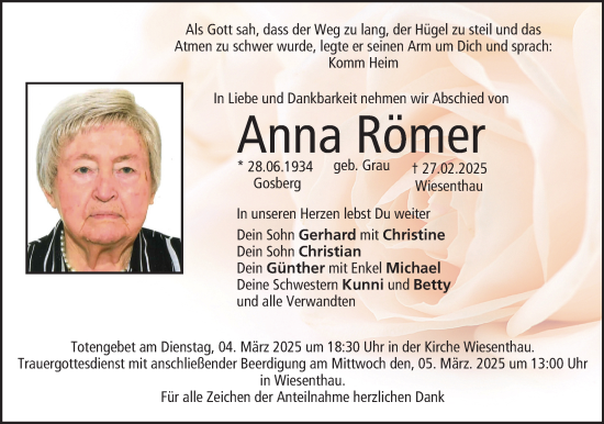 Anzeige von Anna Römer von MGO