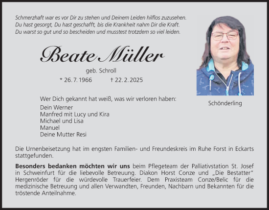 Anzeige von Beate Müller von MGO