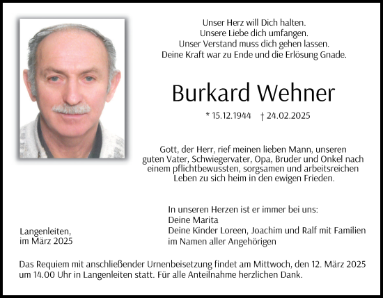 Anzeige von Burkard Wehner von MGO