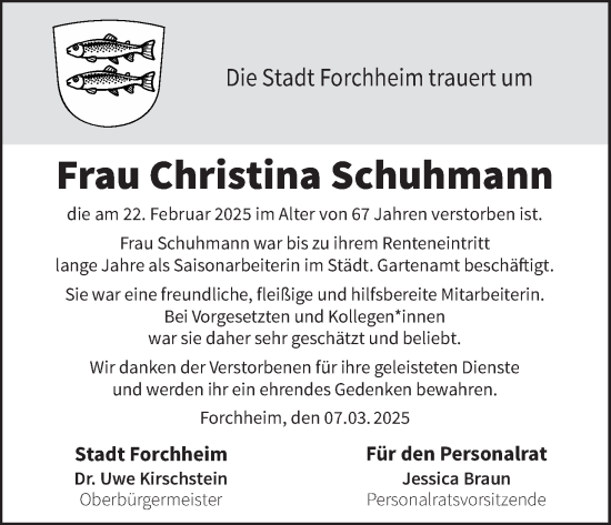 Anzeige von Christina Schuhmann von MGO