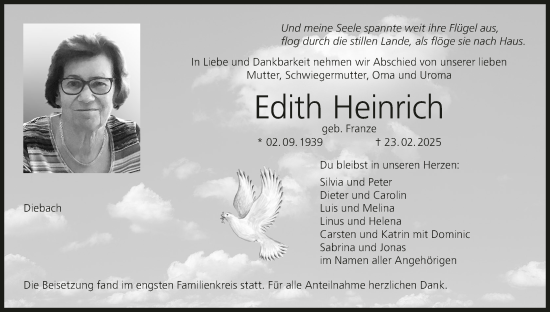 Anzeige von Edith Heinrich von MGO