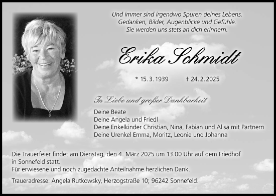 Anzeige von Erika Schmidt von MGO