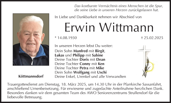 Anzeige von Erwin Wittmann von MGO