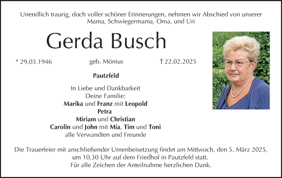 Anzeige von Gerda Busch von MGO