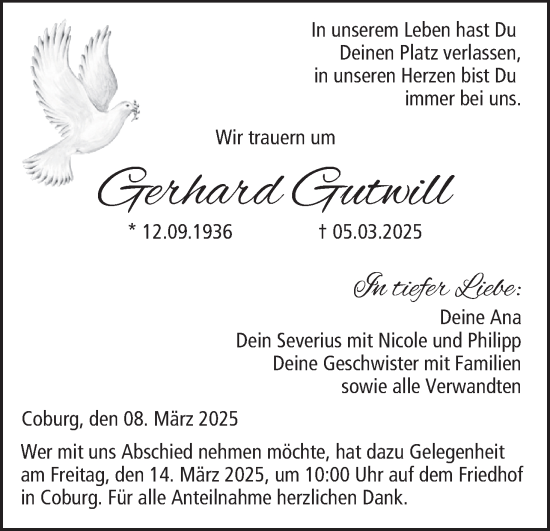 Anzeige von Gerhard Gutwill von MGO