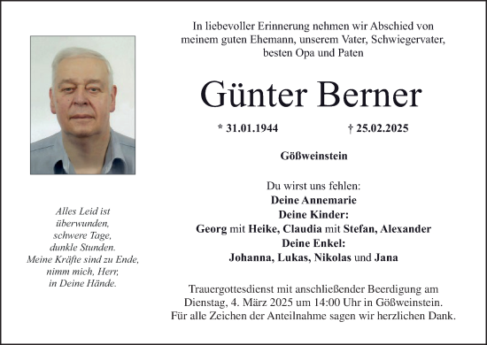 Anzeige von Günter Berner von MGO