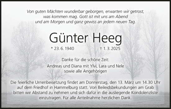 Anzeige von Günter Heeg von MGO