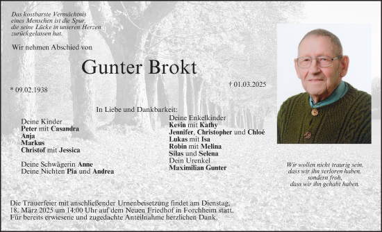 Anzeige von Gunter Brokt von MGO