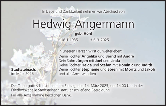 Anzeige von Hedwig Angermann von MGO