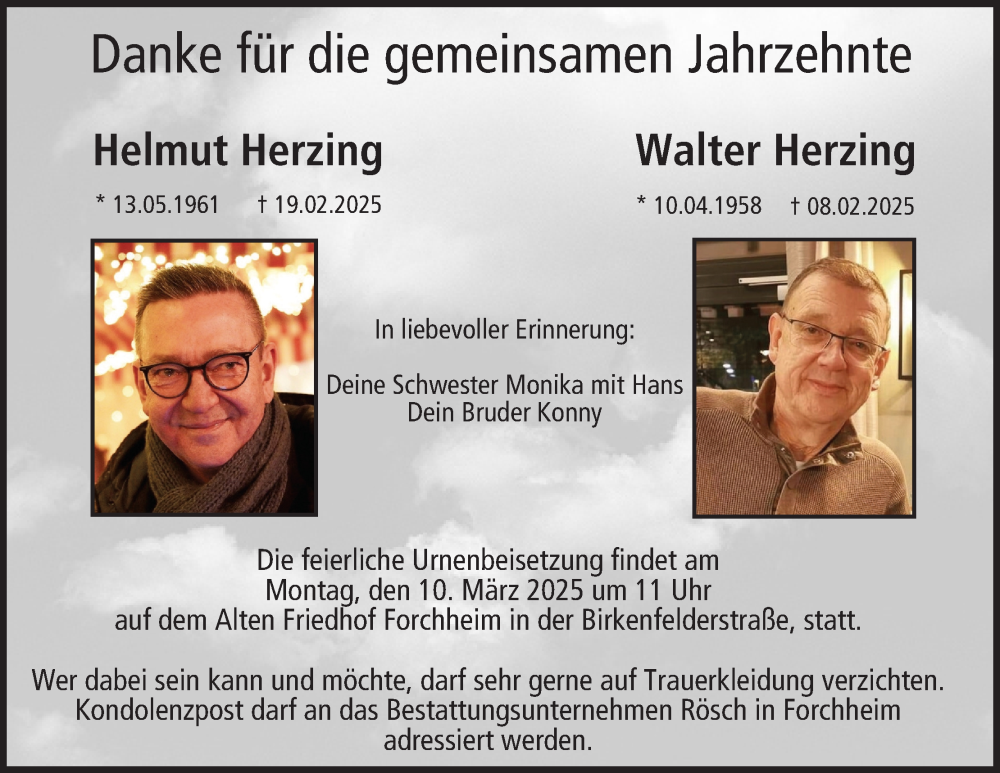  Traueranzeige für Helmut Herzing vom 05.03.2025 aus MGO