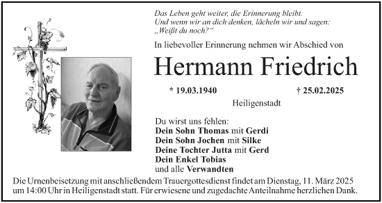 Anzeige von Hermann Friedrich von MGO