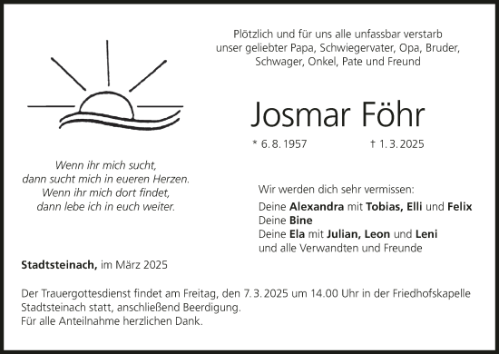 Anzeige von Josmar Föhr von MGO