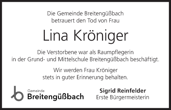 Anzeige von Lina Kröniger von MGO