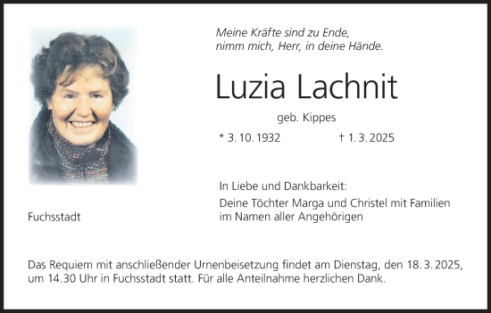 Anzeige von Luzia Lachnit von MGO