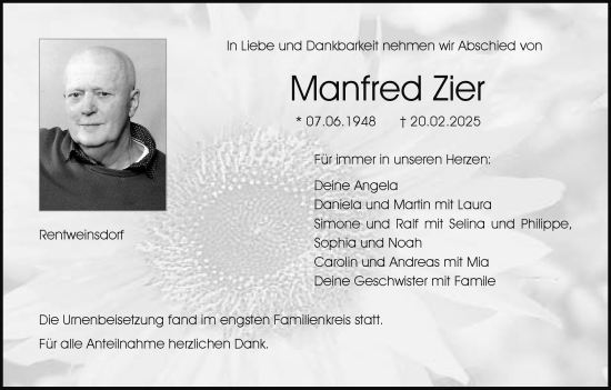 Anzeige von Manfred Zier von MGO