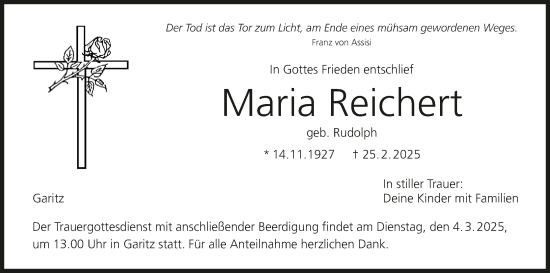 Anzeige von Maria Reichert von MGO