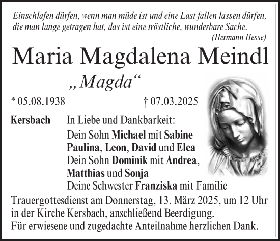 Anzeige von Maria Magdalena Meindl von MGO