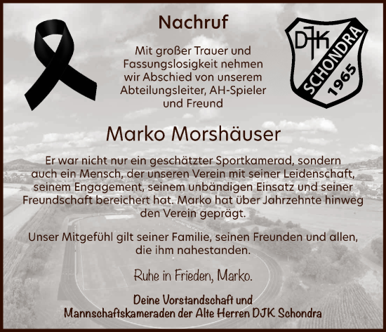 Anzeige von Marko Morshäuser von MGO