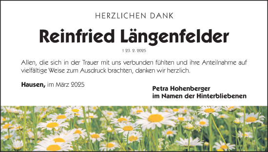 Anzeige von Reinfried Längenfelder von MGO