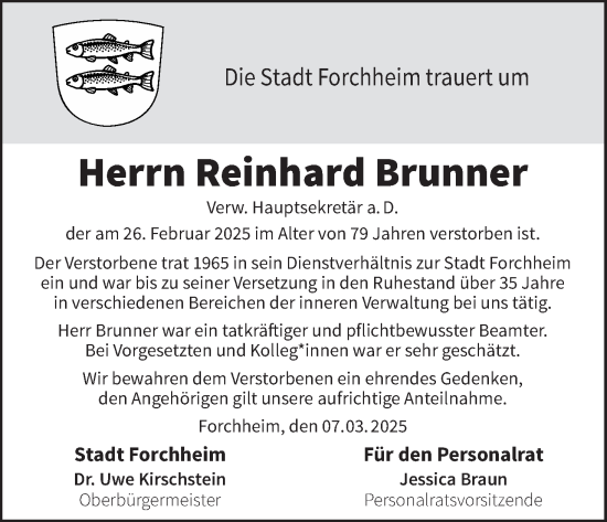 Anzeige von Reinhard Brunner von MGO