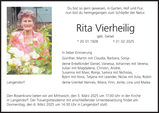 Anzeige von Rita Vierheilig von MGO